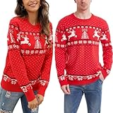Suéter de Navidad Hombre Jersey Navideño Sudaderas Navideñas Clásico Sweaters Christmas Pullover Punto Manga Larga Cuello Redondo Otoño Invierno Rojo*Hombre S