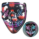 NIWWIN Máscara LED de Halloween, máscara de horror, decoración de Halloween, máscara de color que se puede iluminar, máscara de disfraces especiales, máscara para adultos，Atmósfera de carnaval