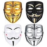 PanBeiQiWEU 4 unidades en V para Vendetta Guy Maske, Halloween Kostüm Cosplay Party Maske, Anonyme Maske, Erwachsene Kinder Unisex Karneval Masken für Halloween Cosplay Party Geschenke - 4 Farben