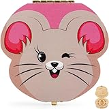 HOMYKIDS® Caja dientes de leche niño y niña - Cajitas de madera para guardar dientes - Regalos originales Ratoncito Perez para almacenamiento dientes (Rosa)
