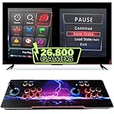 Consola Máquina Arcade con 26800 Juegos Retro y Juegos 3D Originales con LED Que cambian de Color y Sistema de Sonido y joysticks ovalados