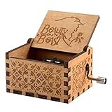 Caja de música temática de madera manivela belleza y la bestia, mecanismo de 18 notas Caja musical tallada antigüedad mejor regalo para niños, amigos