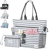 AUNGKWANG 2 Piezas Bolsa de Playa Mujer, Grande y Pequeña Bolso de Playa, XXL Bolsa Extra Grande de Playa, para Viajes, Daily Pool Gym, Lightweight Shopping Grocery Bag, Gris