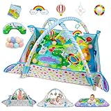 Dr.Rapeti Alfombra de Juego con Arco, Gimnasio de Actividades Evolutivo, Alfombrilla de gimnasia para bebés, Gimnasio Multifunción con Arco para Bebés, Espejo, Libro de Tela y Pelota