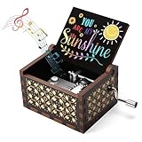 Qzakce Cajas Musicales de Madera Manivela Caja de Música You Are My Sunshine Retro Music Box Mejor Regalo para Cumpleaños Navidad para Pareja Familia Amigos, Negro