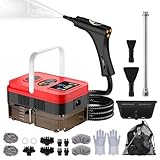 PAHTTO Limpiador a vapor multifuncional, depósito de agua de 1200 ml, pantalla LCD y mango ajustable, 20 accesorios, tiempo de calentamiento de 15 segundos, para cocina, sofá, ventanas, coche, etc.