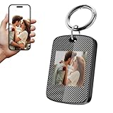 GUOMIS llavero personalizado, llavero con foto, pantalla de tinta electrónica, app para cambiar foto, texto, función de localización, adecuado para regalo de cumpleaños de hombres para padres