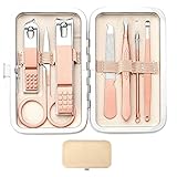 Juego de cortaúñas de acero inoxidable para mujeres y hombres, herramientas de cuidado personal con estuche de viaje portátil, herramientas de manicura y pedicura, kit de aseo para mujeres y hombres