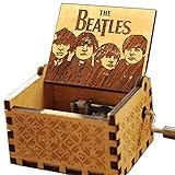 Cuzit - Caja de música tallada antigua con tema de The Beatles 'Let it Be', con manivela, caja musical de madera, juguete