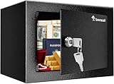 Bonsaii Caja fuerte con llave, caja fuerte de 6,6 L con construcción de acero para efectivo, joyas y objetos de valor, 17 x 23 x 17 cm, adecuada para el hogar, la oficina y el hotel