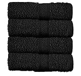 Sweet Needle Paquete de 4 Toallas de baño Grandes, Color Negro (70 x 140 cm), 100% algodón, lujosas, ultrasuaves, Muy absorbentes para baño, Ducha, Playa y Uso Diario