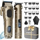 VGRPRO Maquina de Cortar Pelo Hombre Profesional, Cortapelos Hombre sin cable para Cortar el Pelo, Kit de cortadora de pelo y Trimmers para Hombre, Maquinilla Cortar Pelo con Caja de Embalaje(dorado)