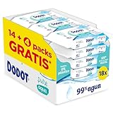 Dodot Toallitas Pure Aqua Para Bebé, 864 Toallitas (18 Packs de 48 Unidades), Ayuda A Restaurar El PH Natural De La Piel, 99% Agua, Sin plástico