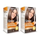 Kativa Pack 2 Alisado Brasileño - Nueva fórmula con ácido hialurónico - Tratamiento Alisado Profesional en casa - Hasta 12 Semanas de duración - Alisado Keratina - Fórmula vegana - Fácil de aplicar