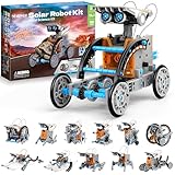 VEPOWER Solar Robots para Niños, 12 en 1 Stem Kit de Montaje Robótico Accionamiento Dual Solar y de Batería, Kits de Experimentos de Bricolaje para 8 a 13 Años(190 Piezas)