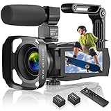 CAMKORY Videocámara 4K 48MP WiFi, cámara de vlogging para YouTube 16X zoom digital, pantalla táctil IPS de 3,0 pulgadas, visión nocturna infrarroja, con micrófono, cargador de batería y 2 baterías,