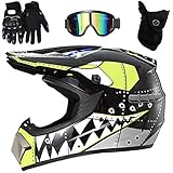 Casco de moto integral para motocross, cascos de motocross completos, casco de motocross profesional para adultos, casco de bicicleta de montaña con gafas de protección, guantes, protección facial