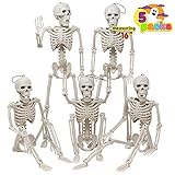 JOYIN 5 PCS Halloween Cuerpo Completo Posable Articulaciones Esqueletos para Halloween Cementerio Casa embrujada Accesorios DECORACIÓN, Interior Fiesta al Aire Libre Favores