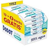 Dodot Toallitas Pure Aqua Para Bebé,1152 Toallitas (24 Packs de 48 Unidades),Ayuda A Restaurar El PH Natural De La Piel, 99% Agua, Sin plástico