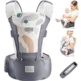 Bebear Portabebés,Bebamour Portabebés de 0 a 36 meses, mochila portabebés con malla de aire 3D para recién nacidos y niños pequeños(Baby Carrier, 3D Air Grey)