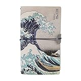 Grupo Erik Cuaderno de viaje Hokusai Ola de Kanagawa - Cuaderno de notas - Cuaderno cuero sintético 19,6x12cm | Diario personal - Bloc notas - Papelería bonita