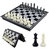 Fousenuk Ajedrez Magnetico Plegable, Tablero de Viaje Portatil de Rompecabezas, Piezas Ajedrez, Chess Niños, Juego Infantil y Adultos (Negro, Blanco) 25 × 25 cm