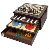ColorBaby Set 10 Juegos de Mesa, +180 Piezas, Caja almacenaje Madera 32x32x15 cm, Ajedrez para niños, Parchís Infantil, para más de 2 Jugadores, Juguetes niños 5 años (33074)
