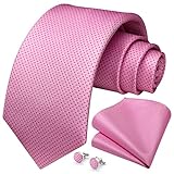 HISDERN conjunto de corbata rosa de pago para hombre pañuelo gemelos corbata regalos formales para fiesta de boda corbata para hombre