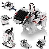 Robot de Juguete Solar 6 en 1, Kits de Aprendizaje Stem, Espacio Educativo, exploración de la Luna, Regalo para niños de 8 a 12 años (Blanco)