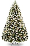 KOIUEYW 180cm Árbol de Navidad con Nieve y 300 LED, Árbol de Navidad Artificial como Real, con Nieve y Puntas de PVC para Casa, Tiendas, Oficinas