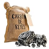 Carbón de Reyes Dulce 100 g | Tradición Navidad, Saco de Yute | Dulce Artesano 100% Comestible | laborawi