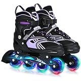 TOMSHOO Patines en Línea Ajustables para Niña Niños, Patines 4 Ruedas LED Iluminadas, Patines Línea para Niños, Niñas, Adolescentes Principiantes