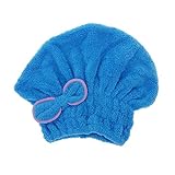 TOOGOO(R)util sombrero de seco pelo de microfiber seco rapido toalla de pelo enrollada gorra de natacion Azul