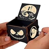 Cuzit Caja de música de Madera con Texto en inglés This is Halloween Tune The Nightmare Before Christmas grabada con manivela de Mano, Caja Musical de Madera