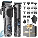 VGRPRO Maquina de Cortar Pelo Hombre Profesional, Cortapelos Hombre sin cable para Cortar el Pelo, Kit de cortadora de pelo y Trimmers para Hombres, Maquinilla Cortar Pelo con Caja de Embalaje (Gris)