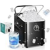 FOHERE Maquina de Hielo 14KG, Maquina de Hacer Hielo, 5-8 Minutos Fabricación de Hielo, Autolimpiable, Maquina de Cubitos de Hielo Domestica, 2 Tamaños de Hielo (Negro Intenso)