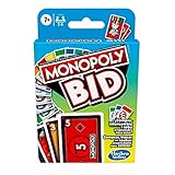 Monopoly Juego Subasta, Juego de Cartas rápido para familias y niños a Partir de 7 años
