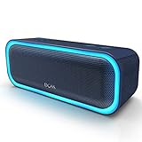 DOSS SoundBox Pro Altavoz Bluetooth 20W, Altavoces Portátiles con IPX5 Impermeable, Mejorado Bass, Sonido Estéreo, Led Luci, 12 Horas de Reproducción - Azul