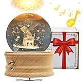 Caja de Música con Bola de Cristal 3D, Caja de Música Giratoria 360° Luminosa con Proyección de luz y Base de Madera para Niños, Esposas, Madres, Regalo Decorativo Creativo(Príncipe)