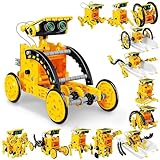 12 en 1 Kit robotica,Kit Solar Robot,Juguetes niño 8+ años Robot Juguetes,Juguetes de Construcción DIY con Energía Solar,Regalos Educativos de Cumpleaños y Navidad para Niños 8+ Años - Amarillo