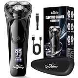 Brightup Maquinilla de Afeitar Hombre con Cabezal Flotante 4D, Afeitadora Eléctrica en Húmedo y Seco para Hombres, Recortador de Barba Impermeable IPX6, Carga USB-C y Recorte Emergente