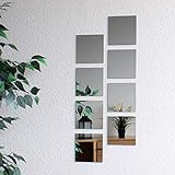 8 piezas de azulejos de espejo 'Imagen' cada 15x15cm, espejo de azulejo, decoración de pared, espejo de pared