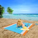 OUSPT Alfombras de Playa, Manta Picnic Impermeable 250 * 200cm Anti-Arena con 4 Estaca Fijo para la Playa, Picnic, Acampa y Otra Actividad al Aire Libre