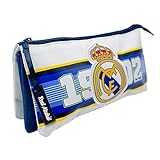 Real Madrid Estuche Portatodo Escudo Bordado Tres Compartimentos 22 x 12 cm