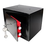 Schramm® Caja fuerte Caja fuerte con cerradura Mini caja fuerte Mini caja fuerte de pared Caja fuerte para muebles Caja fuerte de pared con llave Negro