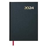 Dohe - Agenda 2024 - Día Página - Tamaño Mediano: 14x20 cm - 288 páginas - Encuadernación cosida - Tapa dura - Color Negro - Modelo Síntex