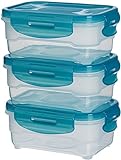 Amazon Basics recipientes para comida, 3 Unidad, herméticos, 0,6 litros, azul claro