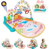 nicknack Gimnasio Bebé con Piano Musical, Manta de Actividades Bebé - Alfombra Juegos Juguetes Sensoriales con Kickin' Tunes, Luces y Sonidos, Desarrollo Infantil Regalo para 0-3-6-12 Meses Bebés