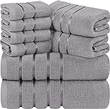 Utopia Towels - Juego de Toallas de Lujo de 8 Piezas, 2 Toallas de Baño, 2 Toallas de Mano y 4 Paños de Lavado, Juego de Toallas Altamente Absorbentes 100% Algodón Ring Spun(Gris frío)