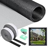 PITMT Mosquiteras para Ventanas, 120x250cm Tela Mosquitera Ventana Ajustable Sin Perforaciones, Malla Mosquitera Ventana con Cinta Adhesiva, Rollo Mosquitera Fibra de Vidrio de Insectos de Protección